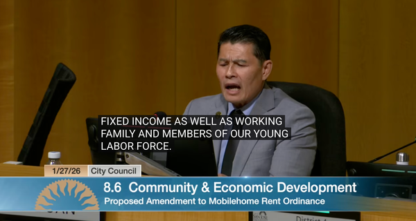 Proposed Amendment to San José Mobilehome Rent Ordinance Reviewed by City Council